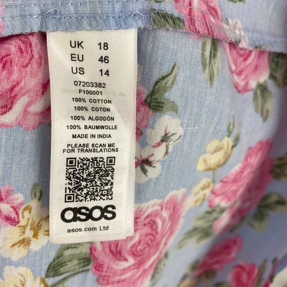 ASOS Curve Blue Pink Floral Midi Dress Size 14 NWT - Picture 9 of 10